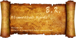 Blumenthal Kunó névjegykártya